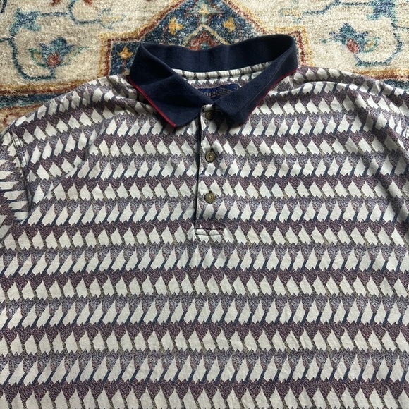 Vintage Christopher Rand Striped Patterned Polo Shirt Large - Picture 4 of 4